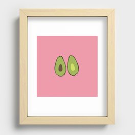 Avo - Minimalistic Avocado Design Pattern on Pink Recessed Framed Print