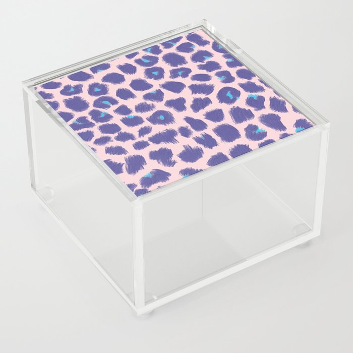 Leopard Spots, Cheetah Print, Lavender, Very Peri, Blush, Brush Strokes Acrylic Box