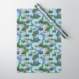 Jurassic Wonderland in Blue Wrapping Paper
