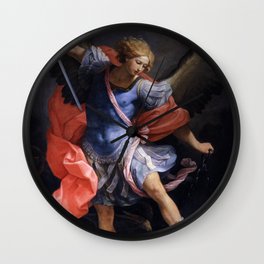The Archangel Michael Painting by Guido Reni 1635 Wall Clock