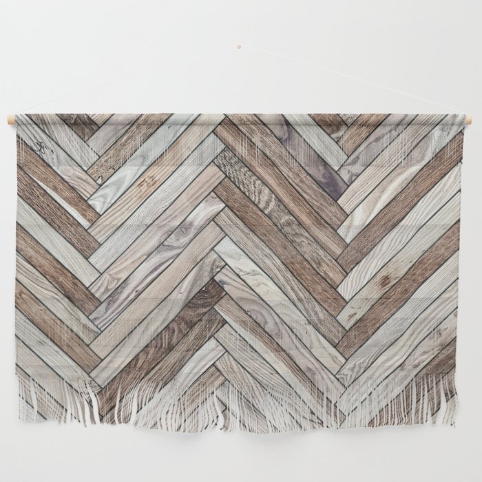 Seamless texture of wood parquet (herringbone). Floor natural pattern Wall Hanging
