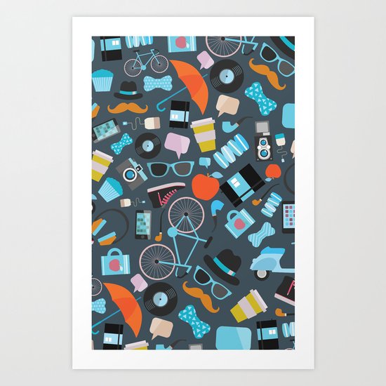 Hipster pattern Art Print