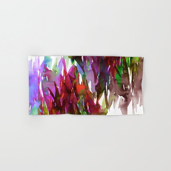 FERVOR 3 Colorful Bold Abstract Autumn Fall Crimson Red Purple Mauve Green Watercolor Painting Art Hand & Bath Towel