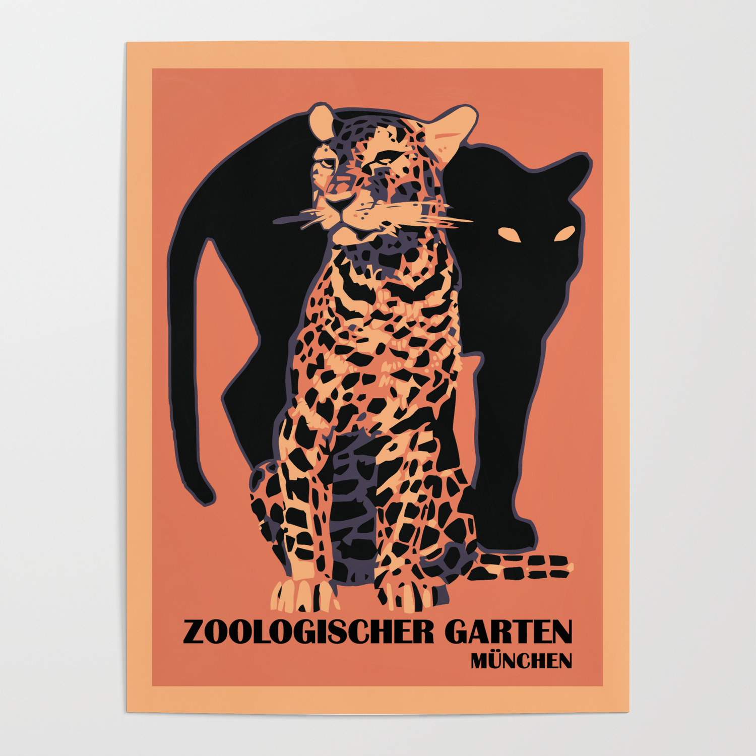Muchen vintage zoo big cats travel poster repro 24x36 