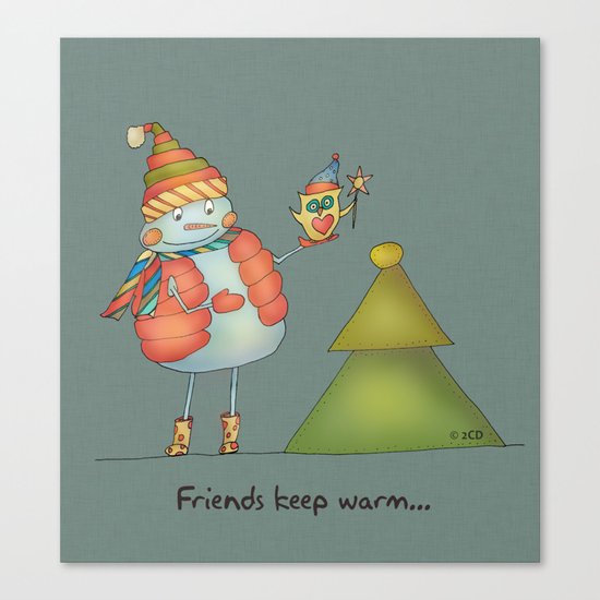 Friends keep warm - greyish Canvas Print