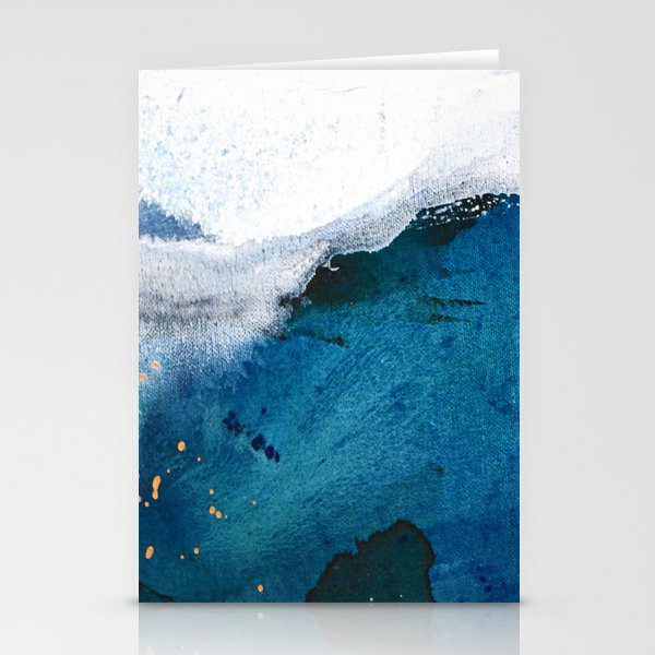 In the Surf: a vibrant minimal abstract painting in blues and gold Stationery Cards