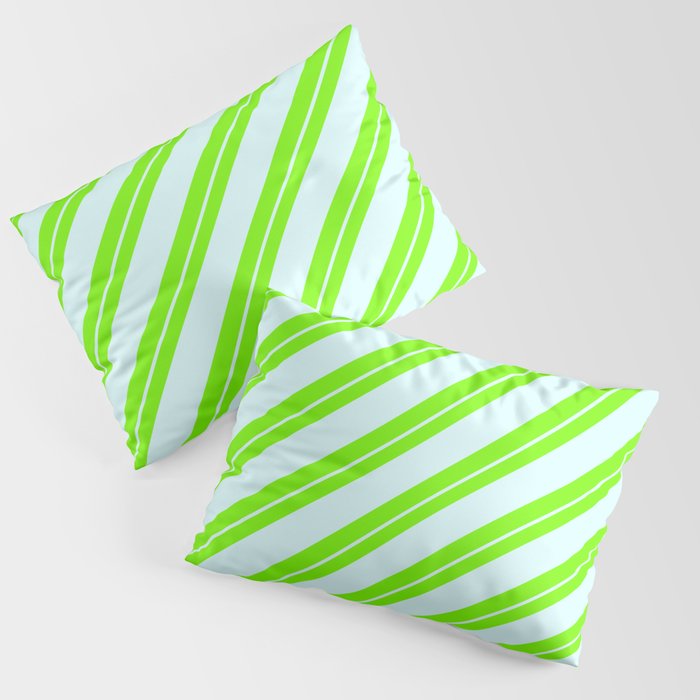 Green and Light Cyan Colored Striped/Lined Pattern Pillow Sham