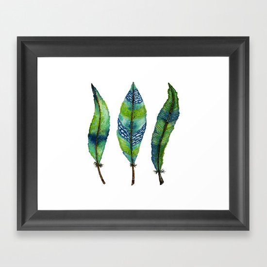 Mystic Sea Feather Trio Framed Art Print