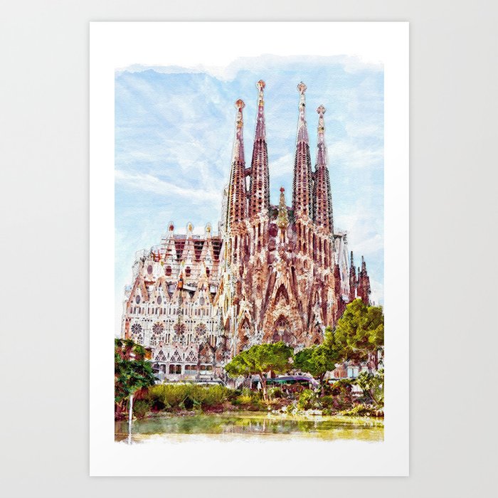 La Sagrada Familia watercolor Art Print by MarianVoicu | Society6