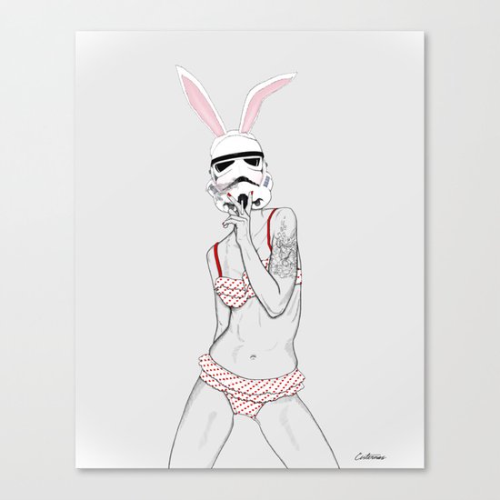 Follow the white rabbit Canvas Print