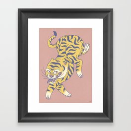 Asian tiger in pink background Framed Art Print