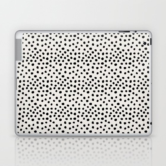 Preppy brushstroke free polka dots black and white spots dots dalmation animal spots design minimal Laptop & iPad Skin