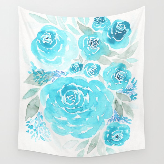 Blue Roses Wall Tapestry