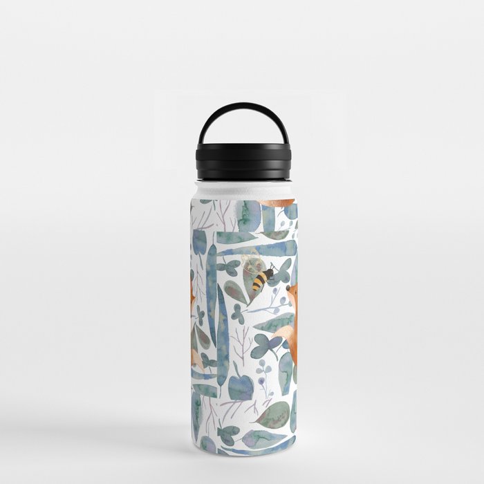 Fox family in the wild Water Bottle