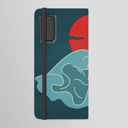 Moon Waves Retro Japanese Art Android Wallet Case