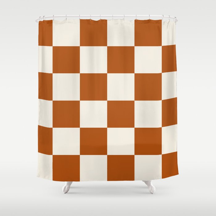 Checkered (Rust Cream) Shower Curtain