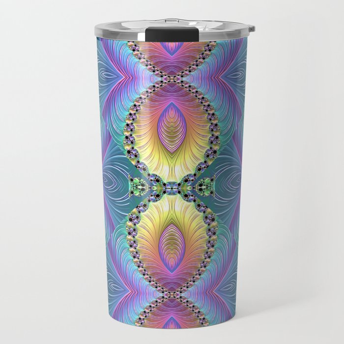 The Aqua Purple Diamond Geometric Art  Travel Mug