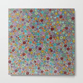Playful Watercolor dots pattern - silver Metal Print | Made, Colorful, Rainbow, Graphicdesign, Flowers, Texture, Silver, Green, Dots, Blue 