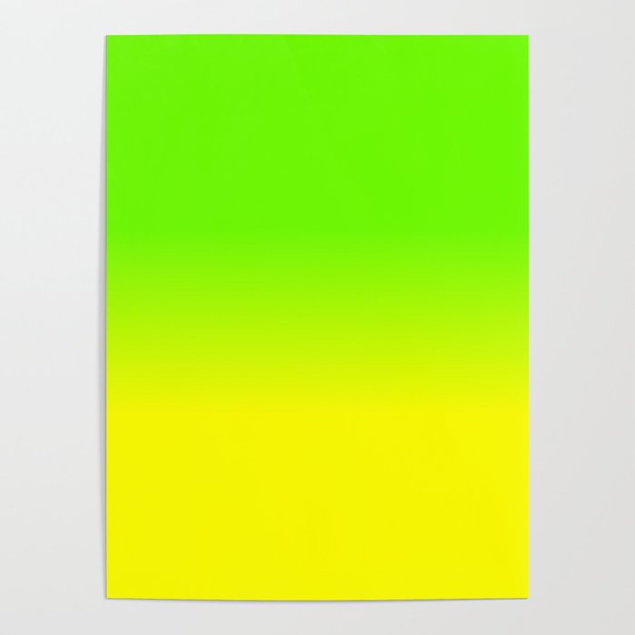 Neon Green and Neon Yellow Ombré  Shade Color Fade Poster