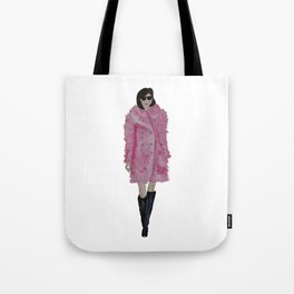 Fashion Illustration 'Kati' pink fluffy coat Tote Bag