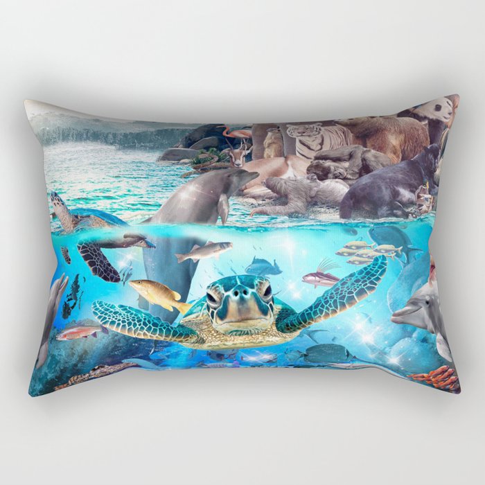 Ocean African Japanese Animal Animals Group Scene Rectangular Pillow