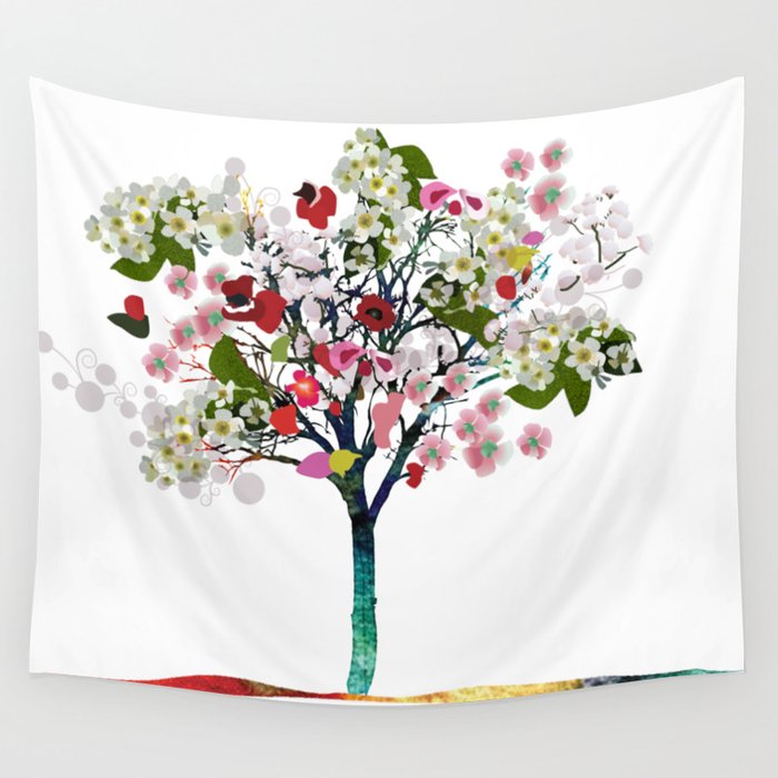 Spring Tree Wall Tapestry by avasart  Society6