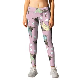 Pajama'd Baby Goats - Pink Leggings | Pop Art, Baby, Animal, Pajamas, Digital, Ink Pen, Flower, Pastel, Goat, Jammies 