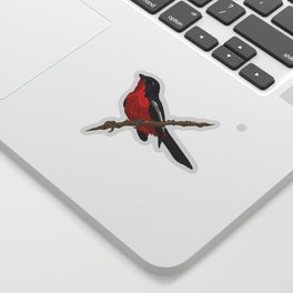 Crimson Shrike Art Sticker