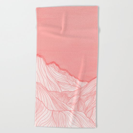 Lines in the mountains - pink Beach Towel