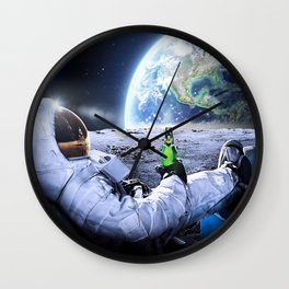Astronaut on the Moon with beer Wall Clock