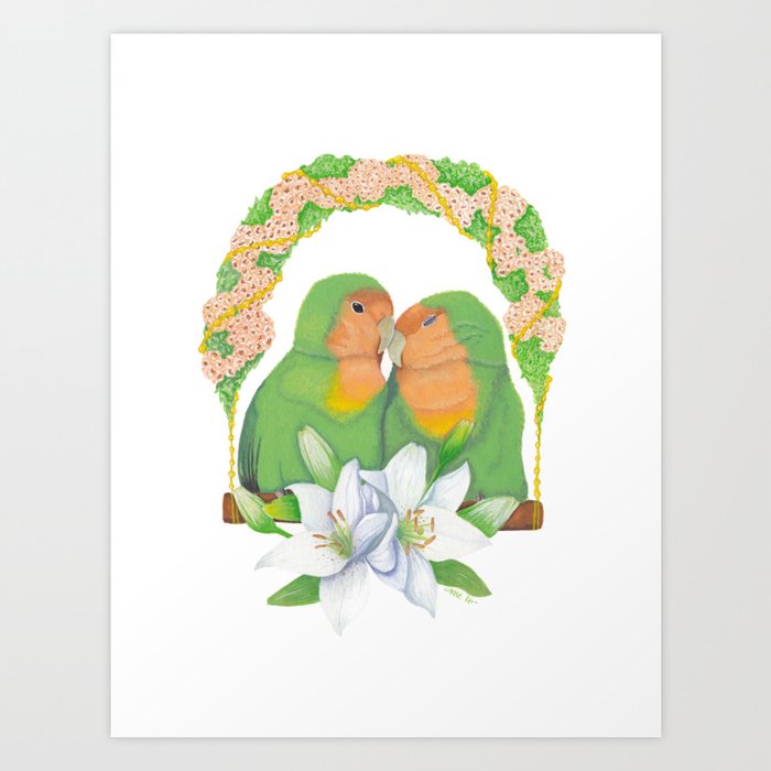The lovebirds Song of Love Art Print