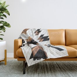 Urban Tribal Pattern No.5 - Aztec - Concrete and Wood Throw Blanket