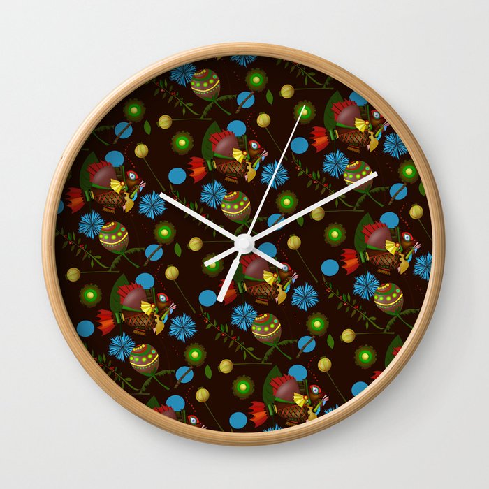 Pattern with fish. Wall Clock