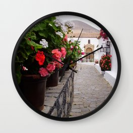 Spain Photography - Street Filled With Wonderful Flowers Wall Clock