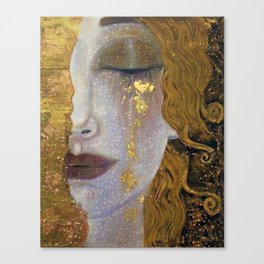 Freya's Tears - Starry Night (Golden Tears) portrait painting by Gustav Klimt Canvas Print