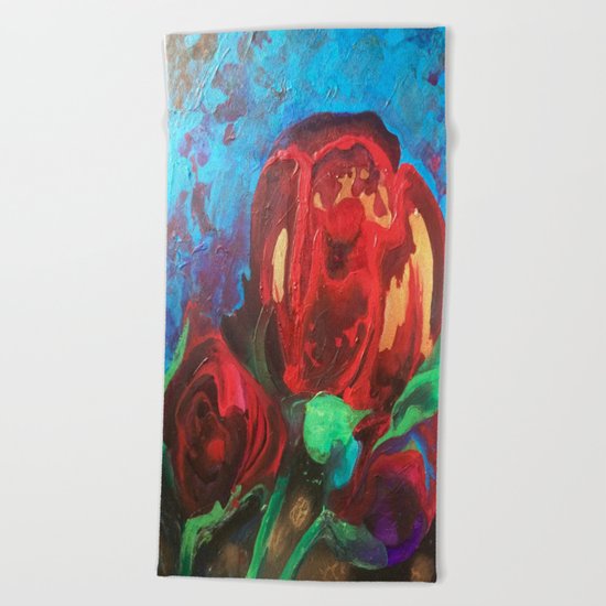 The Tulips Came Early Beach Towel