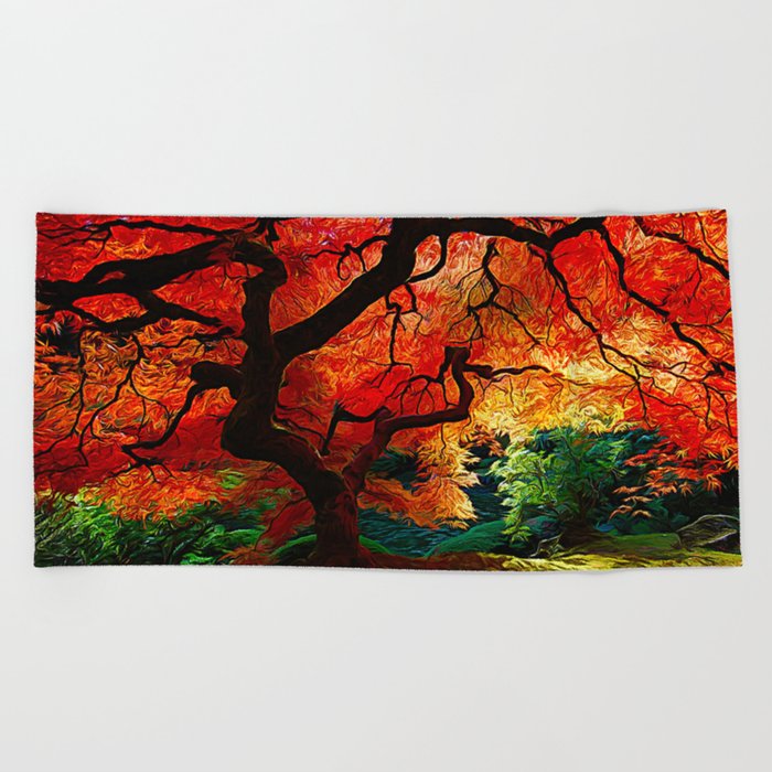 Red Maple Beach Towel