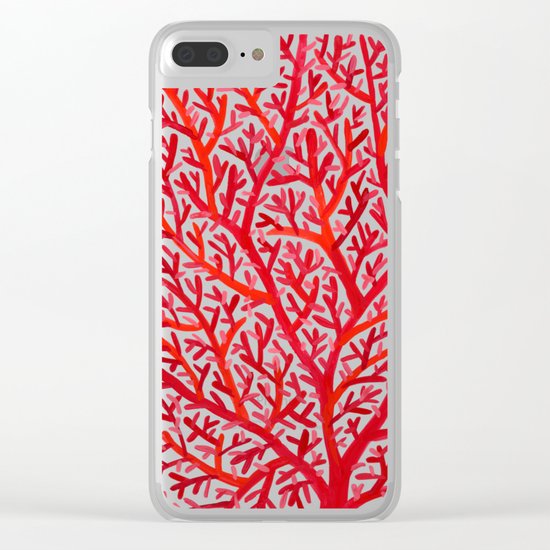 Red Fan Coral Clear iPhone Case