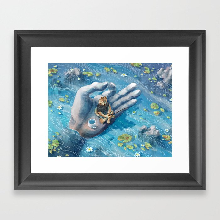 Shiba Fishing Framed Art Print