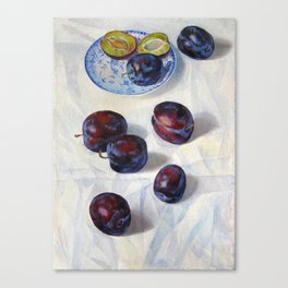still life. plums, original oil painting Canvas Print