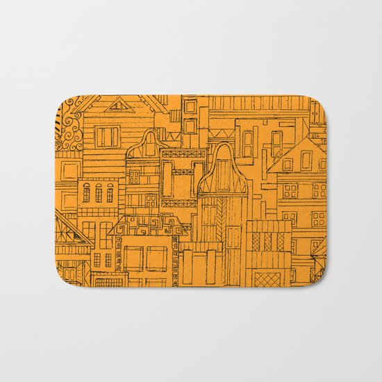 Houses - orange Bath Mat