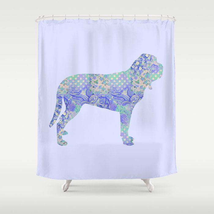 Bloodhound Dog Vintage Floral Pattern Periwinkle Blue Violet