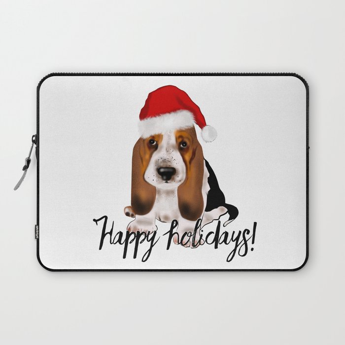 Cute Santa basset hound dog.Christmas puppy gift idea Laptop Sleeve