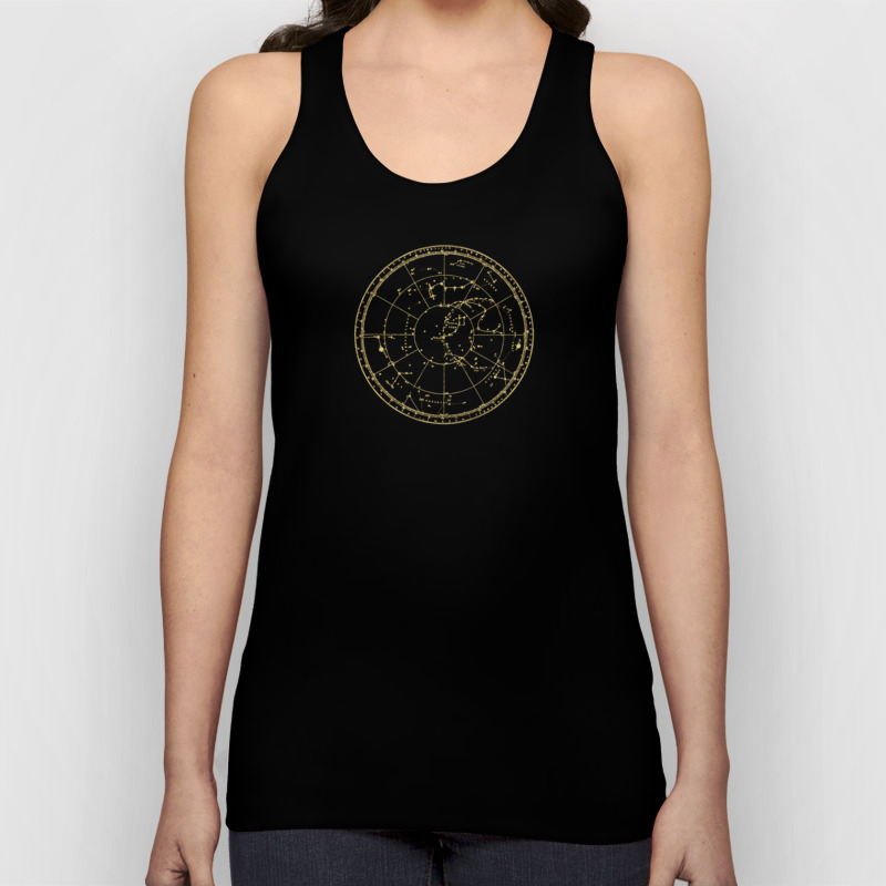 Metallic Gold Vintage Star Map 3 Unisex Tank Top By Mapmaker Society6