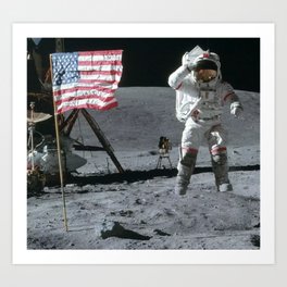 Apollo 16 Jumping On The Moon Art Print | Apollo, History, Us, Outerspace, Photo, Space, America, Usa, American, Sixteen 