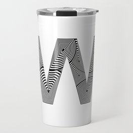 capital letter W in black and white, with lines creating volume effect Travel Mug