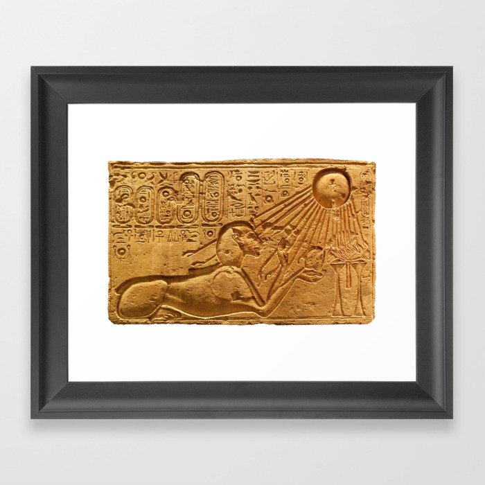 Akhenaten depicted as a sphinx at Amarna. Framed Art Print