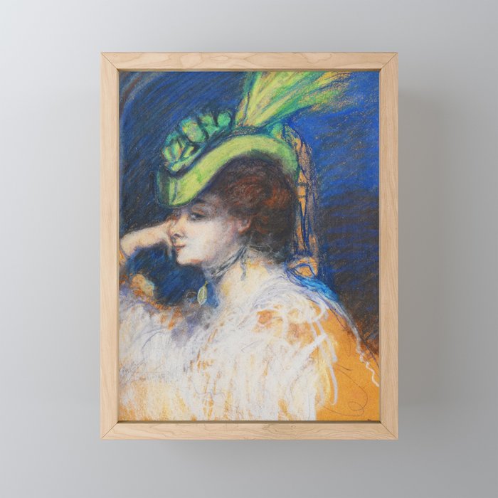  Portrait of a lady in a feather hat, 1905 - Charles Conder Framed Mini Art Print