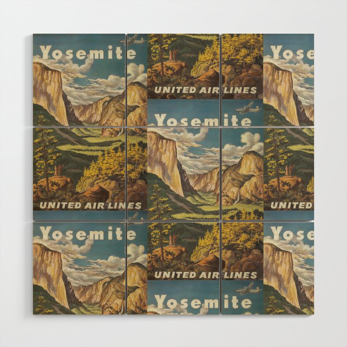 Yosemite Park Retro Poster, Vintage Prints Wood Wall Art