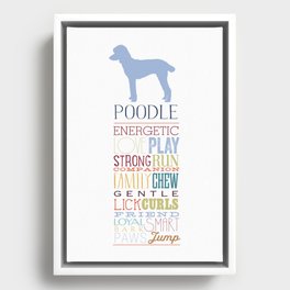 Poodle standard poodle dog words typography traits colorful art Framed Canvas